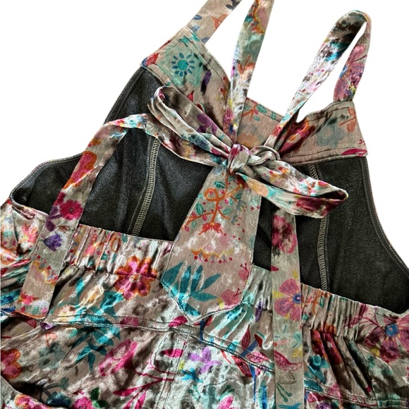 Natural Life Velvet Dakota Overall Jumpsuit Wide Leg Floral Women's size M - Picture 6 of 9